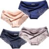 Sexy Lace Underwear for Women Frozen Silk Seamless Panties with Silky Tactile Touch 4 Pack, Assorted Colors S M L XL XXL3XL