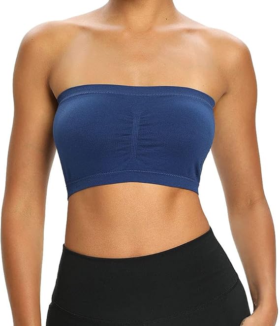 Venbond 3Packs Women's Seamless Bandeau Crop Tube Top Bra Strapless Padded Bralett