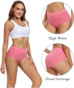 wirarpa Women's Cotton Underwear High Waisted Ladies Panties Full Coverage Briefs 4 Pack (Regular & Plus Size)