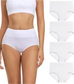 wirarpa Women's Cotton Underwear High Waisted Ladies Panties Full Coverage Briefs 4 Pack (Regular & Plus Size)