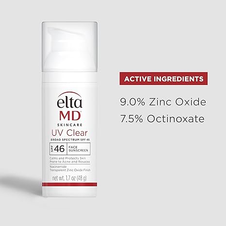 EltaMD UV Clear Face Sunscreen, Oil Free Sunscreen with Zinc Oxide, Dermatologist Recommended Sunscreen