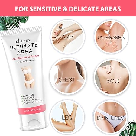 Intimate/Private Hair Removal Cream for Women, for Unwanted Hair in Underarms, Private Parts, Pubic & Bikini Area, Painless Flawless Depilatory Cream, Sensitive Formula Suitable for All Skin Types