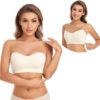 Strapless Bra for Women Non-Slip Silicone Padded Bandeau Bra Wireless Tube Top Bra