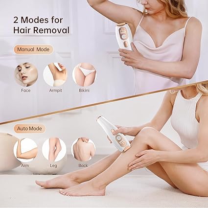 Laser Hair Removal IPL Laser Hair Removal for Women and Men Permanent, 999999 Flashes, At-Home Hair Removal Device for Facial Legs Arms Whole Body Use (White Gold)