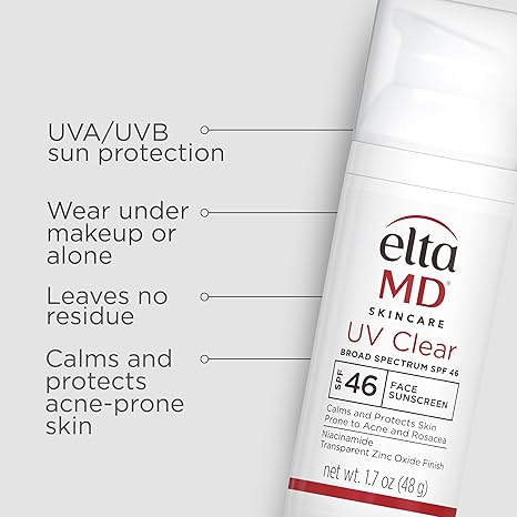 EltaMD UV Clear Face Sunscreen, Oil Free Sunscreen with Zinc Oxide, Dermatologist Recommended Sunscreen