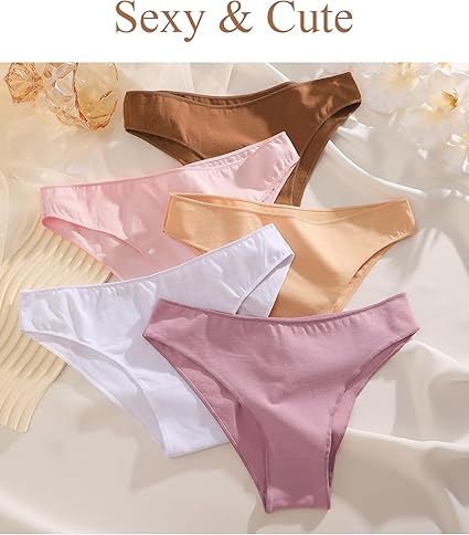 FINETOO 12 Pack Cotton Underwear for Women Cute Low Rise Bikini Panties High Cut Breathable Sexy Hipster Womens Cheeky S-XL