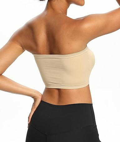 Venbond 3Packs Women's Seamless Bandeau Crop Tube Top Bra Strapless Padded Bralett