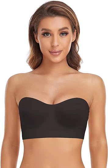 Strapless Bra for Women Non-Slip Silicone Padded Bandeau Bra Wireless Tube Top Bra