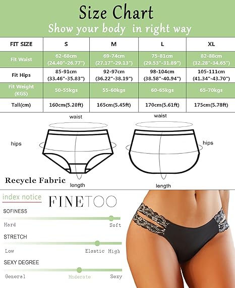 FINETOO 6 pack Seamless Underwear for Women Sexy Low Rise Hipster Wave Edge No Show Bikini Panties Womens Cheeky S-XL