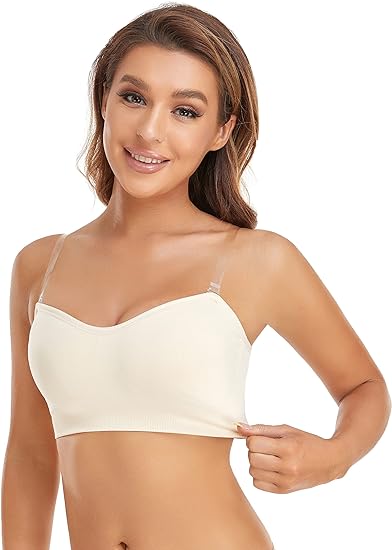 Strapless Bra for Women Non-Slip Silicone Padded Bandeau Bra Wireless Tube Top Bra