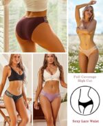 FINETOO 6 pack Seamless Underwear for Women Sexy Low Rise Hipster Wave Edge No Show Bikini Panties Womens Cheeky S-XL