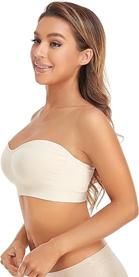 Strapless Bra for Women Non-Slip Silicone Padded Bandeau Bra Wireless Tube Top Bra