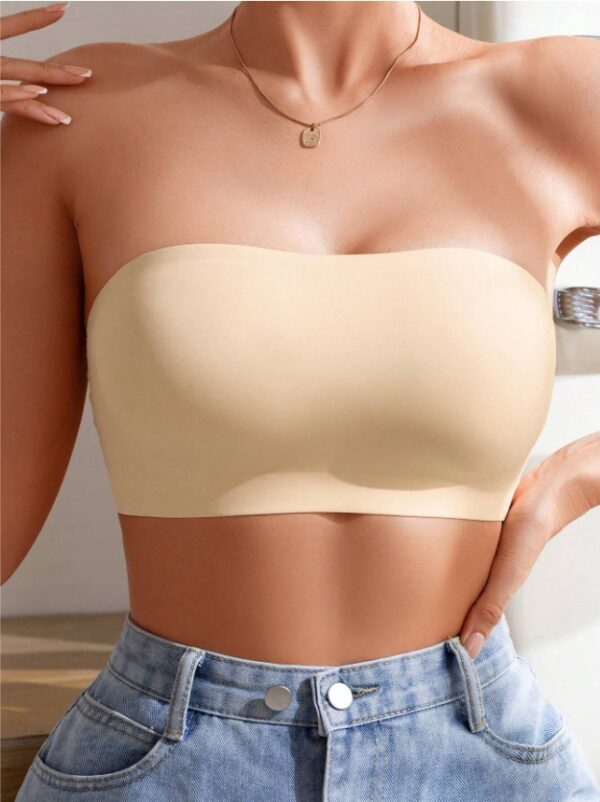 Women's Backless Solid Color Simple Seamless No-Wire Tube Top Bra One-Piece