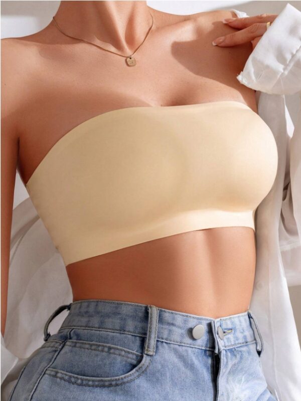 Women's Backless Solid Color Simple Seamless No-Wire Tube Top Bra One-Piece