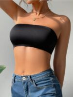 Women's Backless Solid Color Simple Seamless No-Wire Tube Top Bra One-Piece