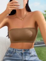 Women's Backless Solid Color Simple Seamless No-Wire Tube Top Bra One-Piece