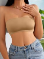 Women's Backless Solid Color Simple Seamless No-Wire Tube Top Bra One-Piece