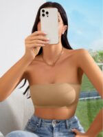 Women's Backless Solid Color Simple Seamless No-Wire Tube Top Bra One-Piece