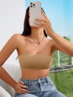 Women's Backless Solid Color Simple Seamless No-Wire Tube Top Bra One-Piece