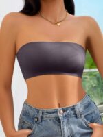 Women's Backless Solid Color Simple Seamless No-Wire Tube Top Bra One-Piece