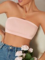 Women's Backless Solid Color Simple Seamless No-Wire Tube Top Bra One-Piece