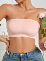 Women's Backless Solid Color Simple Seamless No-Wire Tube Top Bra One-Piece