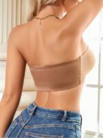 Women's Backless Solid Color Simple Seamless No-Wire Tube Top Bra One-Piece