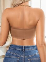 Women's Backless Solid Color Simple Seamless No-Wire Tube Top Bra One-Piece