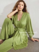 Leisure Super Soft Ribbed Robe Made Of -Friendly Blend Fabric, Providing Smoothness, Breathability And Can Be Worn With Any Basic Attire.