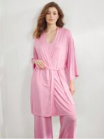 Leisure Super Soft Ribbed Robe Made Of -Friendly Blend Fabric, Providing Smoothness, Breathability And Can Be Worn With Any Basic Attire.