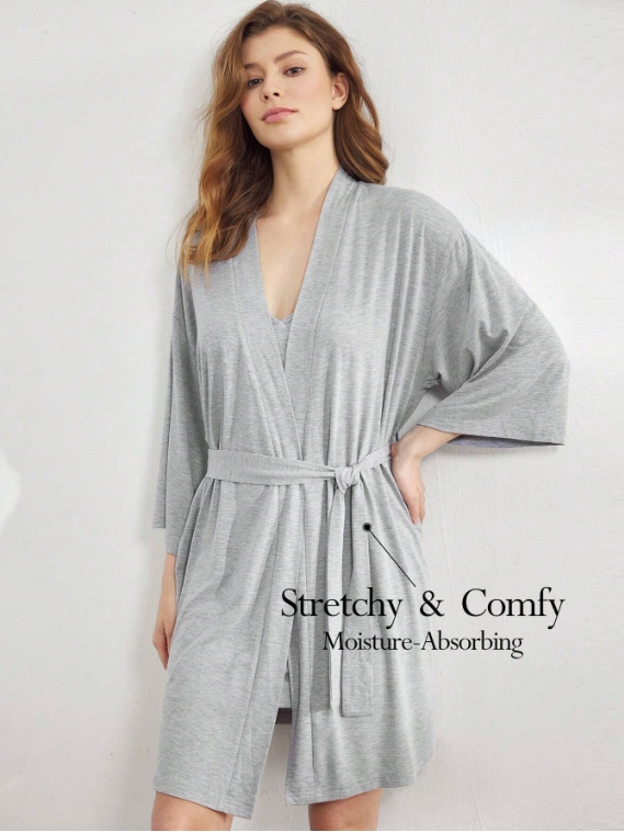 Leisure Super Soft Ribbed Robe Made Of -Friendly Blend Fabric, Providing Smoothness, Breathability And Can Be Worn With Any Basic Attire.