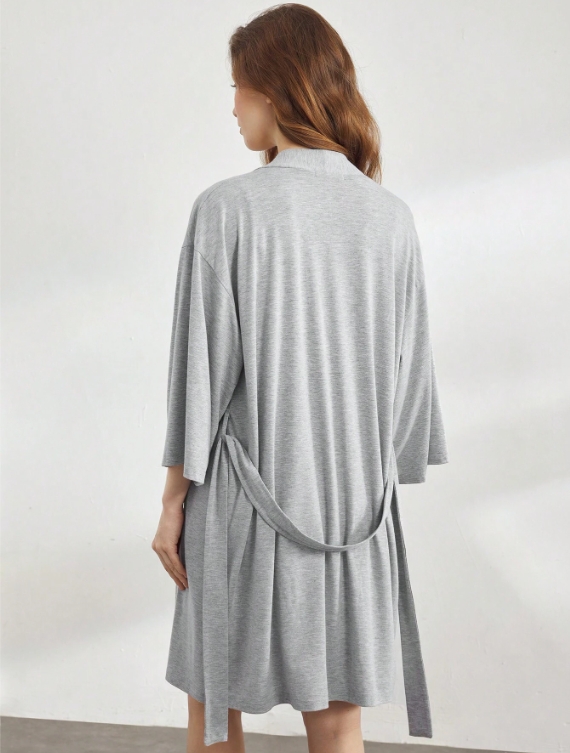 Leisure Super Soft Ribbed Robe Made Of -Friendly Blend Fabric, Providing Smoothness, Breathability And Can Be Worn With Any Basic Attire.