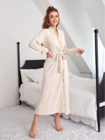 Ruffle Trim Belted Lounge Robe