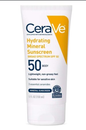 CeraVe 100% Mineral Sunscreen SPF 50 | Face sunscreen With Zinc Oxide & Titanium Dioxide | Hyaluronic Acid + Niacinamide + Ceramides | Oil Free Sunscreen For Face | Travel Size Sunscreen