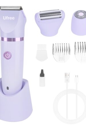 OLOV Bikini Trimmer Women - Wet/Dry Body Shaver Groomer, Replaceable Ceramic Blade Heads, USB Recharge Dock & Nosetrimmer Head Head