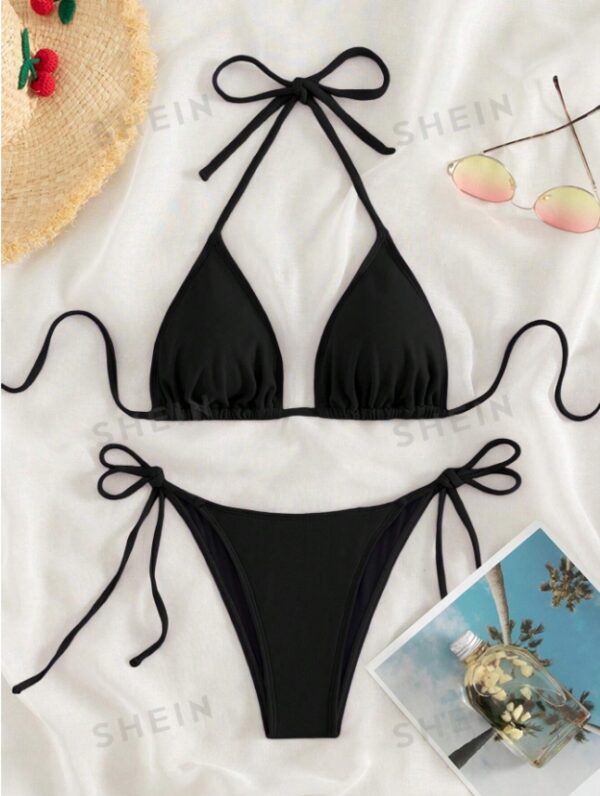 Summer Beach Halter Triangle Tie Side Bikini Set