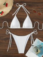 Summer Beach Halter Triangle Tie Side Bikini Set