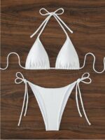 Summer Beach Halter Triangle Tie Side Bikini Set