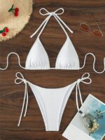 Summer Beach Halter Triangle Tie Side Bikini Set