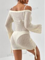 Off Shoulder Knot Side Cover Up Dress Without Bikini