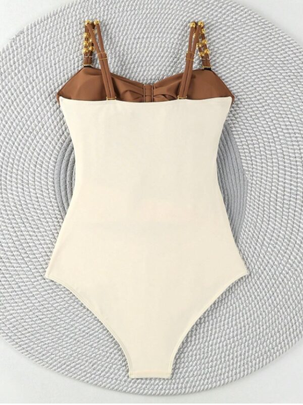 Colorblock Cut-Out Women Sexy Spaghetti Strap One-Piece Swimsuit