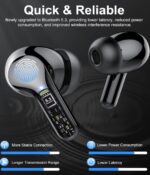 Wireless Earbuds, Bluetooth 5.3 Headphones with 4 ENC Noise Cancelling Mic, Bluetooth Earbuds 40H Playtime , Wireless Headphones in ear Earphones Deep Bass Stereo, LED Display, IP7 Waterproof