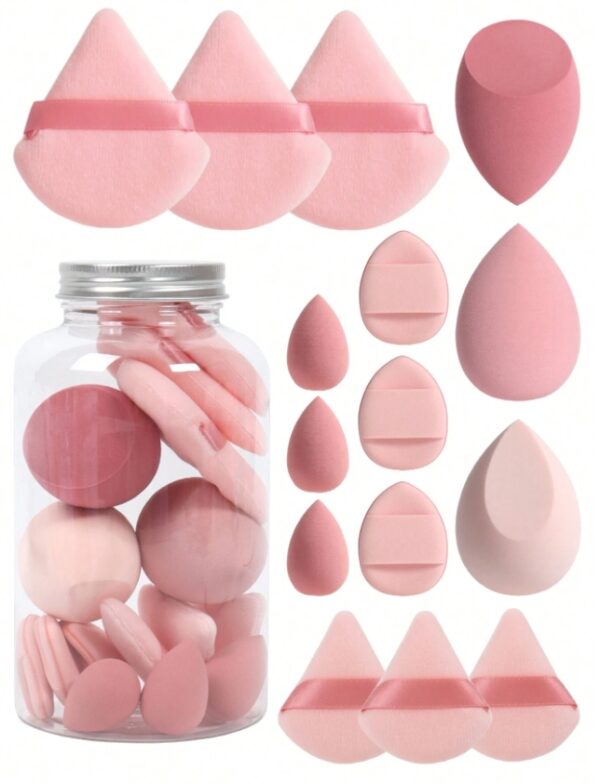 15pcs Makeup Sponges With Storage Case, 3pcs Makeup Egg Sponge & 3pcs Mini Makeup Egg Sponge & 3pcs Loose Powder Puff & 3pcs Mini Loose Powder Puff & 3pcs Mini Finger Air Cushion Puff. Mixed Beauty Sponge For Liquid, Cream And Powder, Multicolor Makeup Sponge, Latex-Free Dual-Use Foundation Cream, Air Cushion Powder Puff, Latex-Free Blending Sponge And Makeup Puff. Suitable For All Skin Types. Made From Ultra-Soft Velvet, Designed For Shaping, Eye And Corner Beauty Blender Foundation Mixing Container