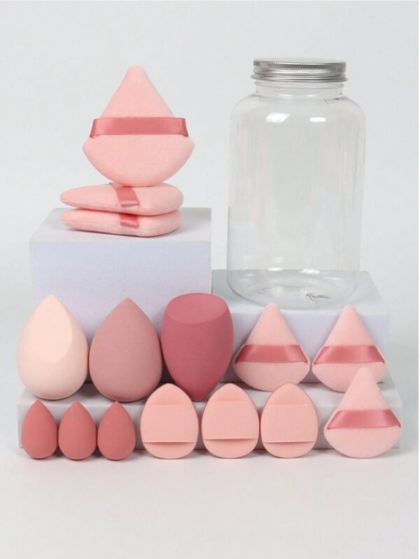 15pcs Makeup Sponges With Storage Case, 3pcs Makeup Egg Sponge & 3pcs Mini Makeup Egg Sponge & 3pcs Loose Powder Puff & 3pcs Mini Loose Powder Puff & 3pcs Mini Finger Air Cushion Puff. Mixed Beauty Sponge For Liquid, Cream And Powder, Multicolor Makeup Sponge, Latex-Free Dual-Use Foundation Cream, Air Cushion Powder Puff, Latex-Free Blending Sponge And Makeup Puff. Suitable For All Skin Types. Made From Ultra-Soft Velvet, Designed For Shaping, Eye And Corner Beauty Blender Foundation Mixing Container