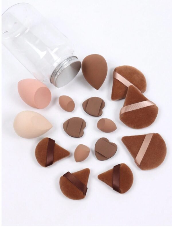 15pcs Makeup Sponges With Storage Case, 3pcs Makeup Egg Sponge & 3pcs Mini Makeup Egg Sponge & 3pcs Loose Powder Puff & 3pcs Mini Loose Powder Puff & 3pcs Mini Finger Air Cushion Puff. Mixed Beauty Sponge For Liquid, Cream And Powder, Multicolor Makeup Sponge, Latex-Free Dual-Use Foundation Cream, Air Cushion Powder Puff, Latex-Free Blending Sponge And Makeup Puff. Suitable For All Skin Types. Made From Ultra-Soft Velvet, Designed For Shaping, Eye And Corner Beauty Blender Foundation Mixing Container