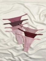 7packs Ribbed Knit Sexy Thongs