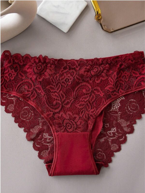 5pcs Women's Solid Color Lace Triangle Underwear