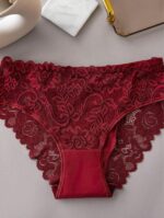 Women Sexy Lace Patchwork Shell Trim Triangle Panty