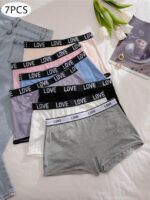 7pcs/Pack Women Seamless Comfortable Breathable Mid-Waist Boxer Briefs Sports