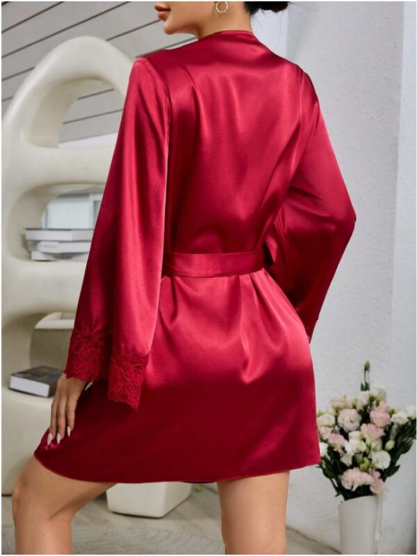 Women's Lace Patchwork Belted Robe